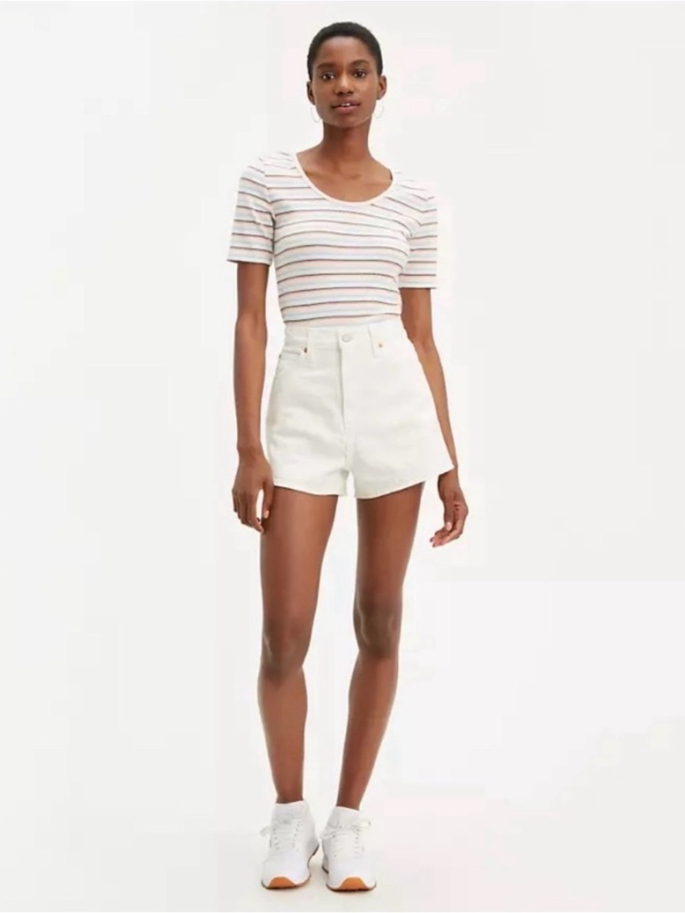 Levi’s White Denim Premium Wide Leg Mid-Length Women’s Shorts